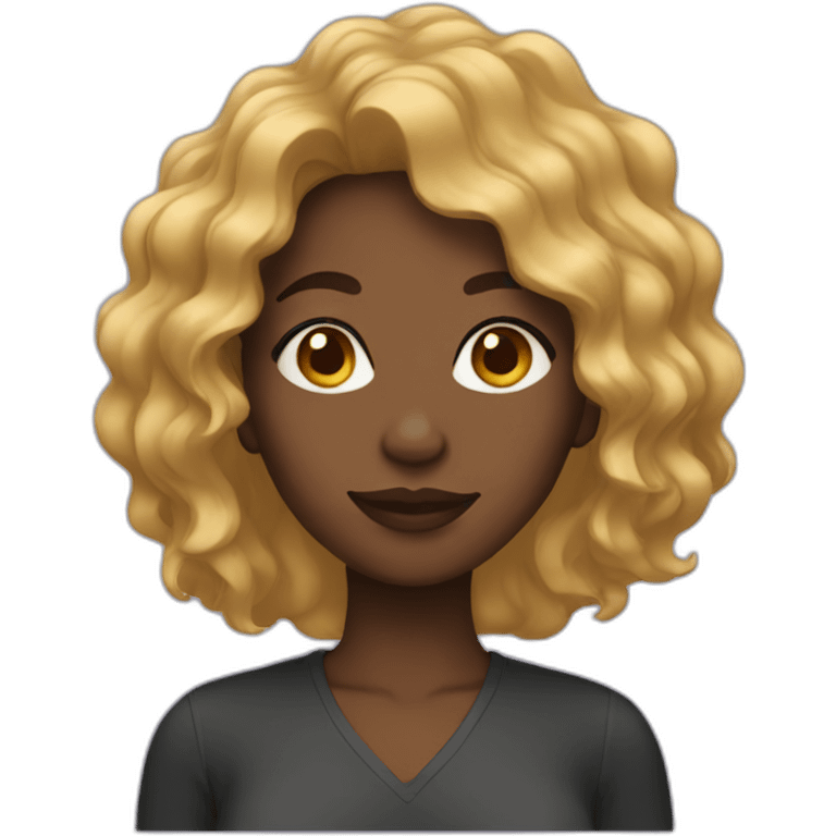 black woman with wavy hair emoji