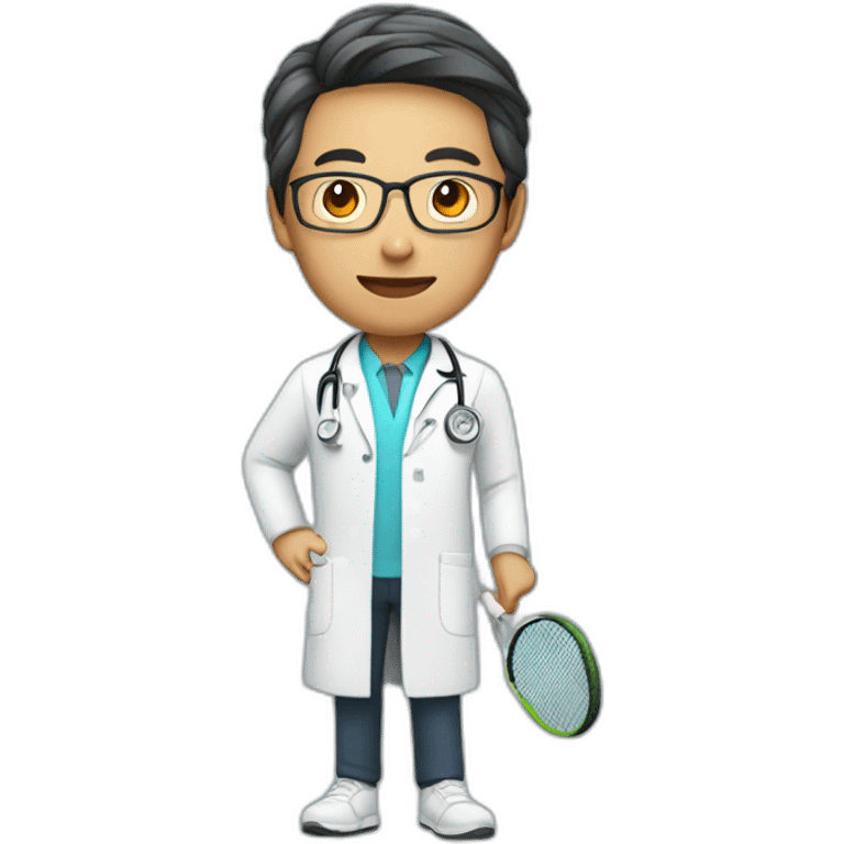 asian doctor with tennis racquet emoji