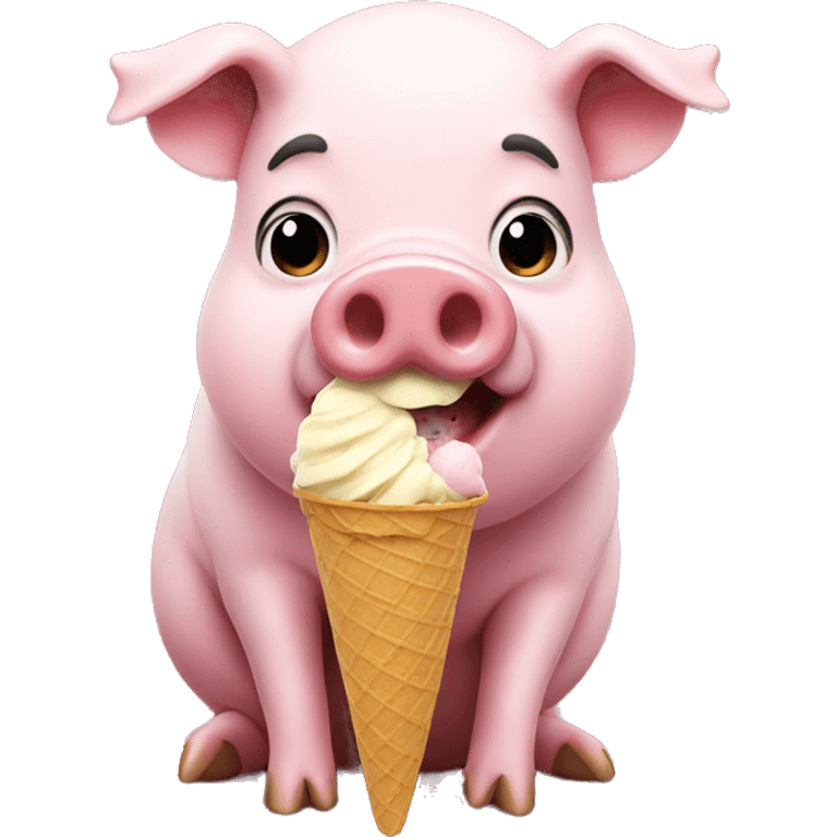 Pig eating ice cream emoji