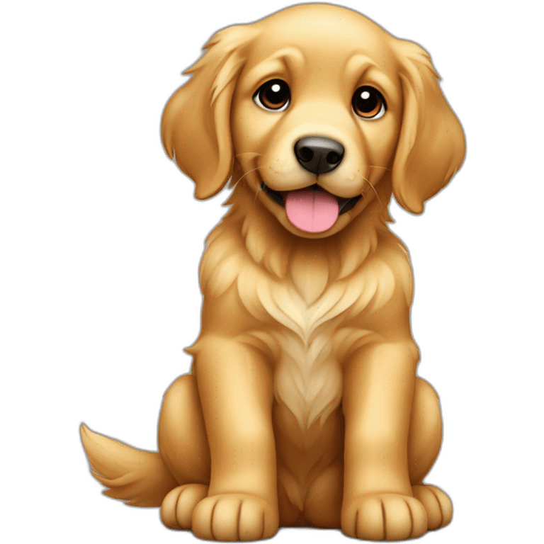 cute puppy golden retriever beige full body seated emoji