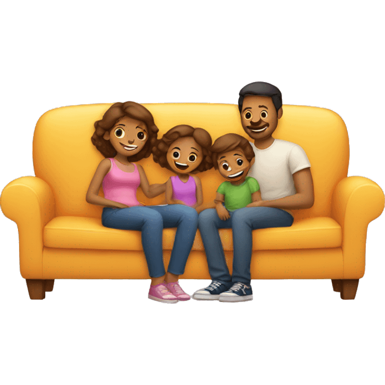 mom and dad and kid on couch emoji