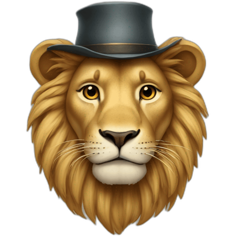 Lion with a hat emoji