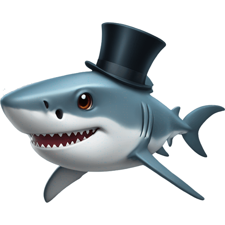 Shark with a top hat emoji