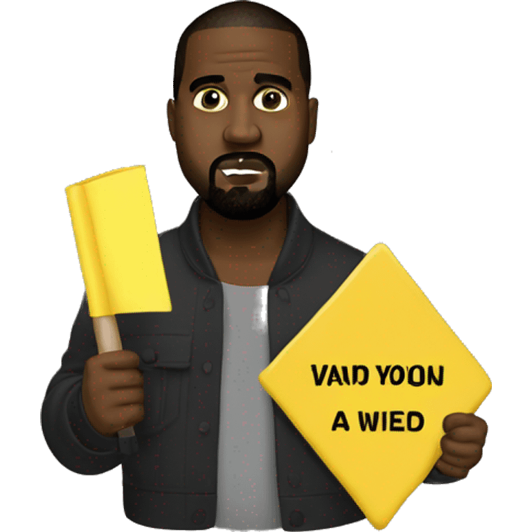 Kanye west holds a yellow sign emoji