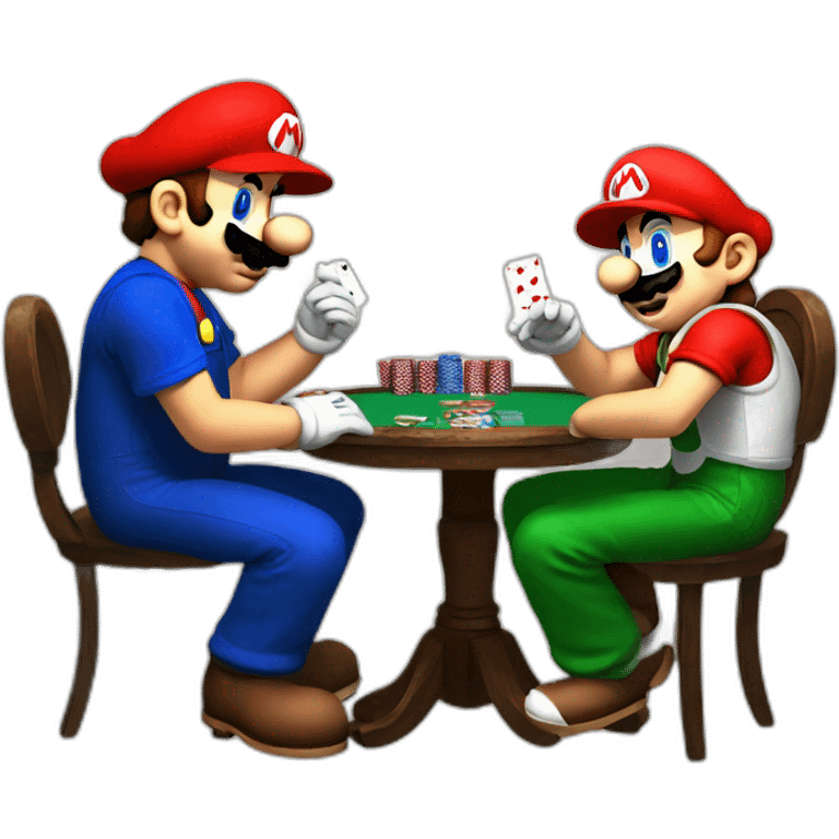 Mario and sonic playing poker emoji