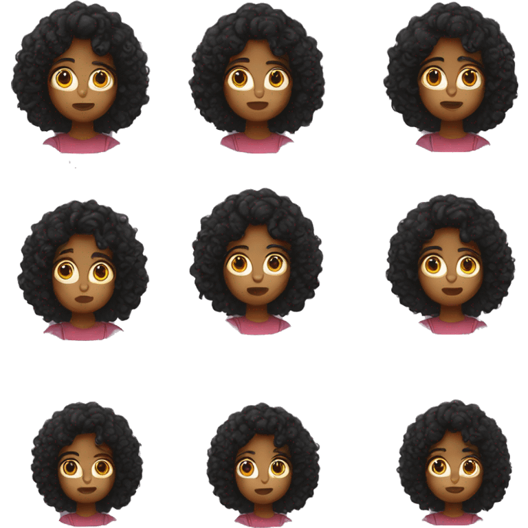 A girl with black curly hair confused  emoji