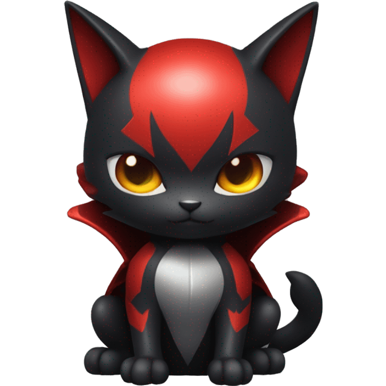 Shiny Black-Red Dark-type-Poison-type-Fakémon-Bat-Cat full body emoji