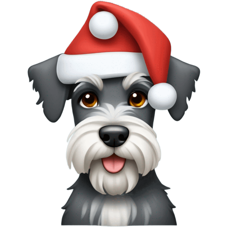 Dog schnauzer wearing a Santa Claus hat emoji