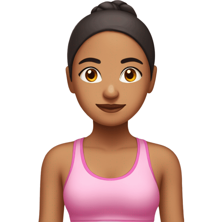 hispanic girl going yoga in a pink set emoji