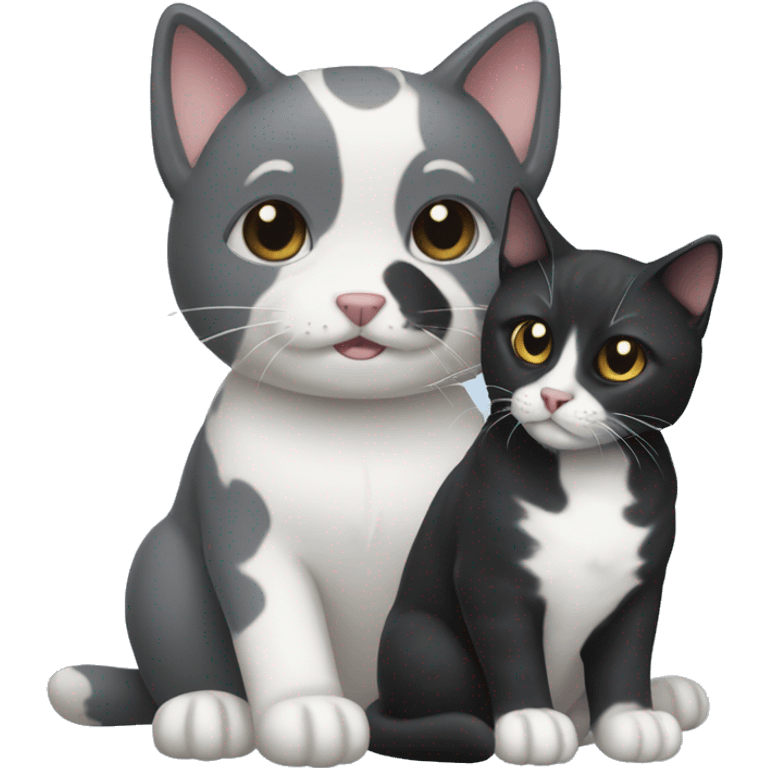 gray and white cat and black dog  emoji