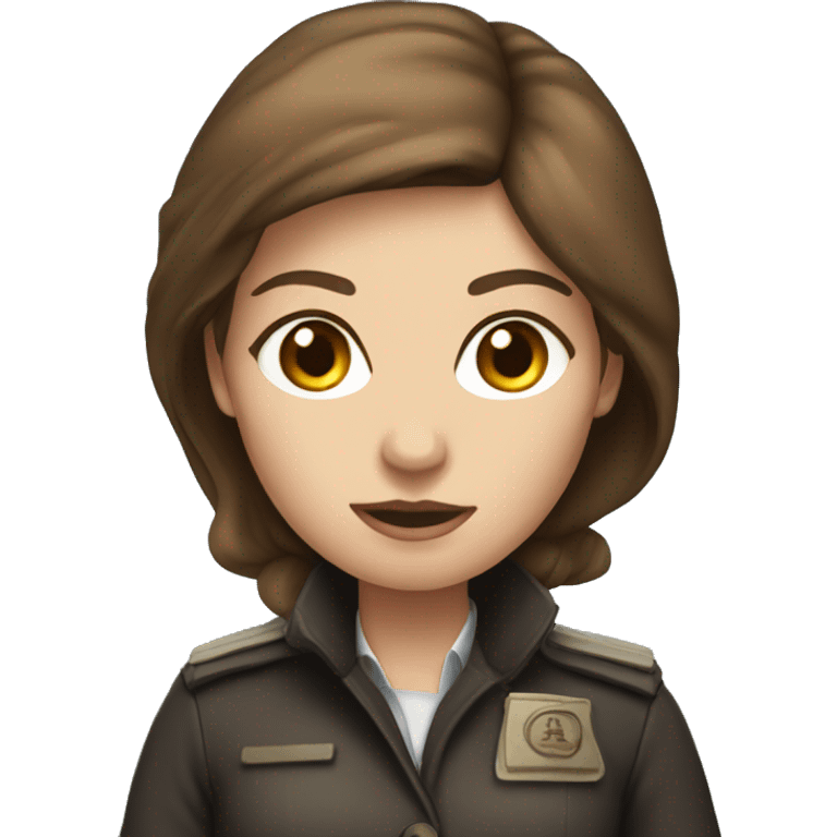 Blue eyed female spy brown hair emoji