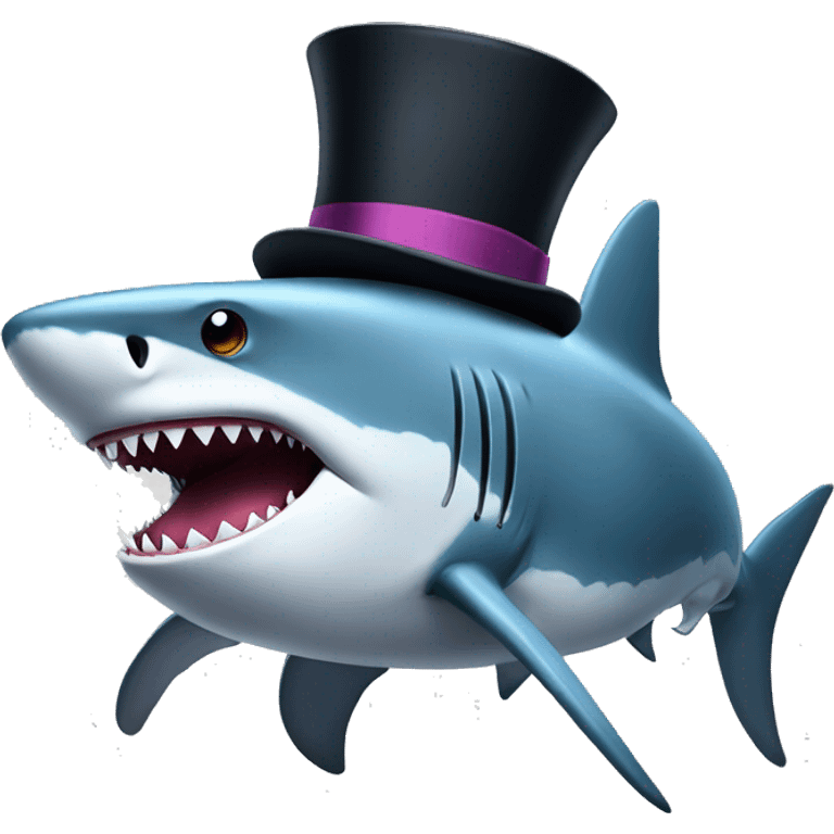 Shark with a top hat emoji