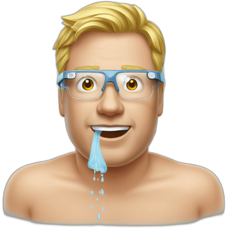 robert scoble taking a shower with google glass emoji