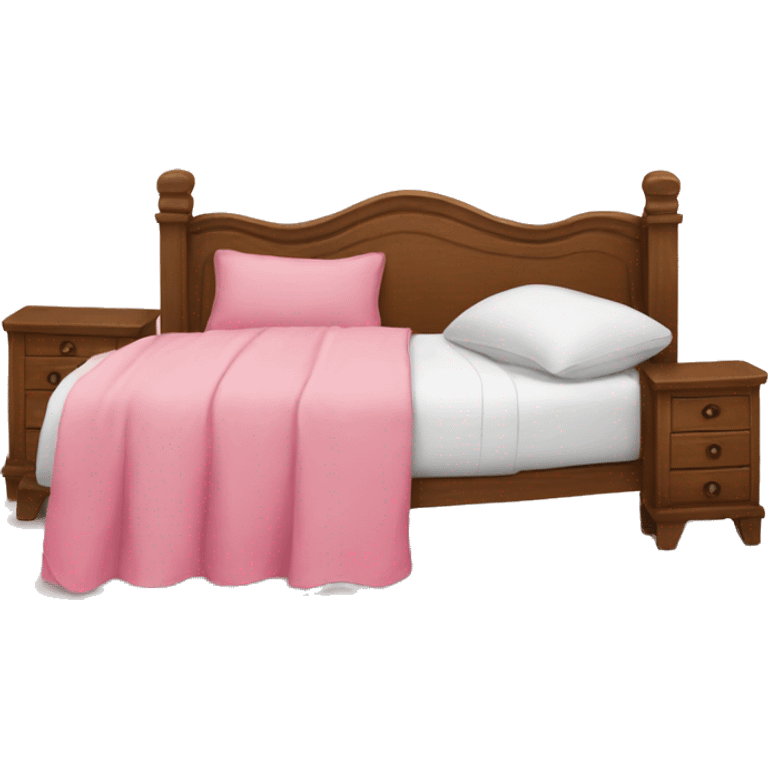 a bed with pink banket and pillows emoji