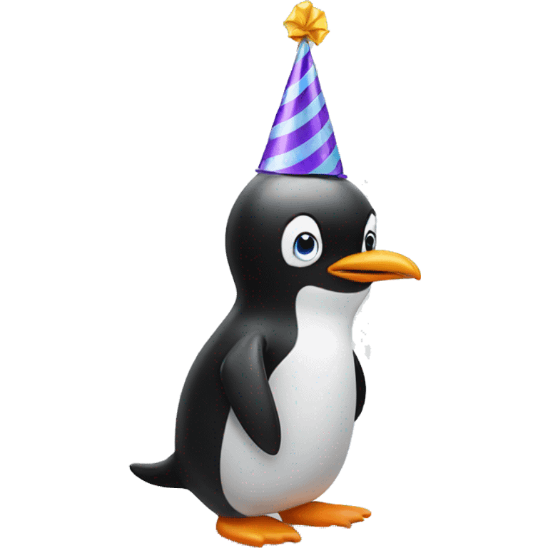 Penguin with party hat emoji