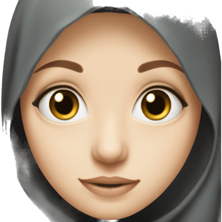 A white-skinned girl wearing a black hijab has medium-sized eyes emoji