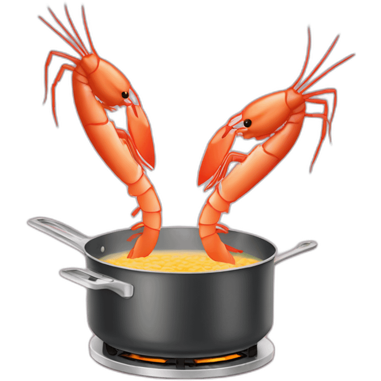 cartoon shrimp cooking at a stovetop emoji