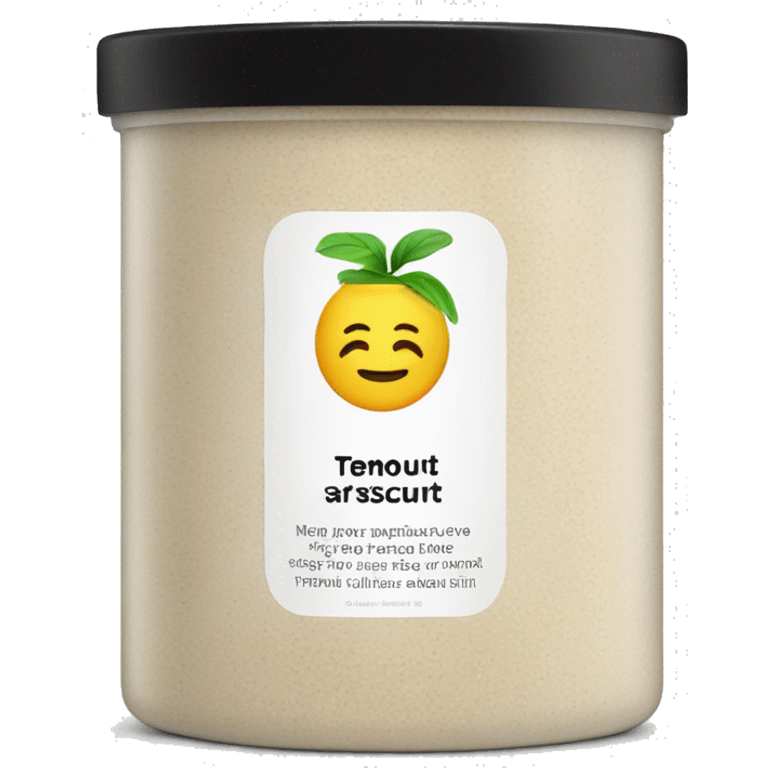 body scrub pot with label emoji