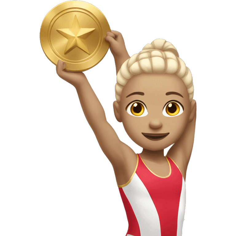 Gymnast with golden medal with a light skin tone emoji