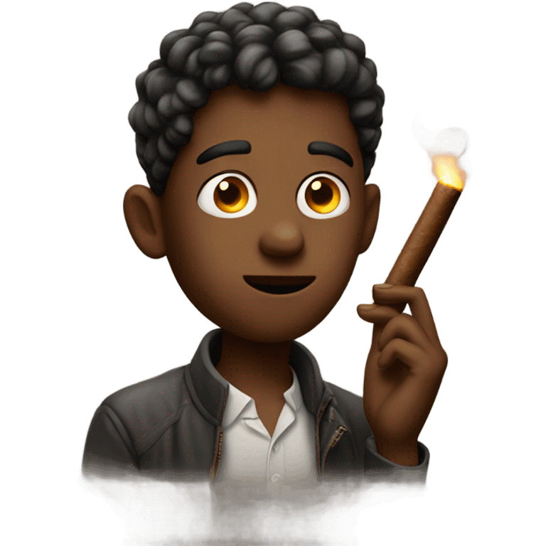 mysterious boy with a lit cigar emoji