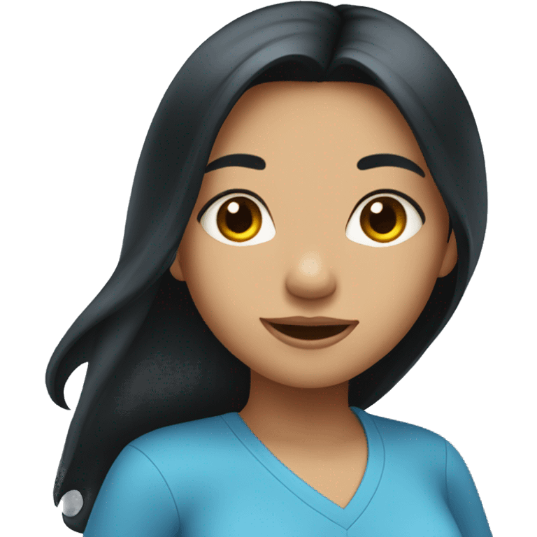 Girl with a long black hair and blue shirt emoji