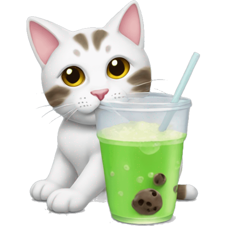 cat drinking boba emoji