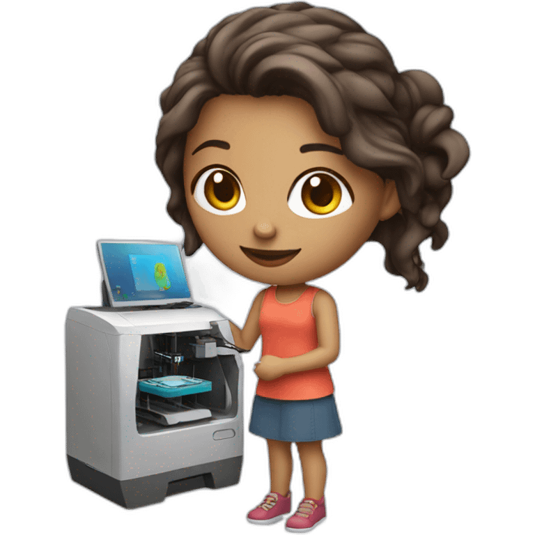 girl with 3d printer emoji