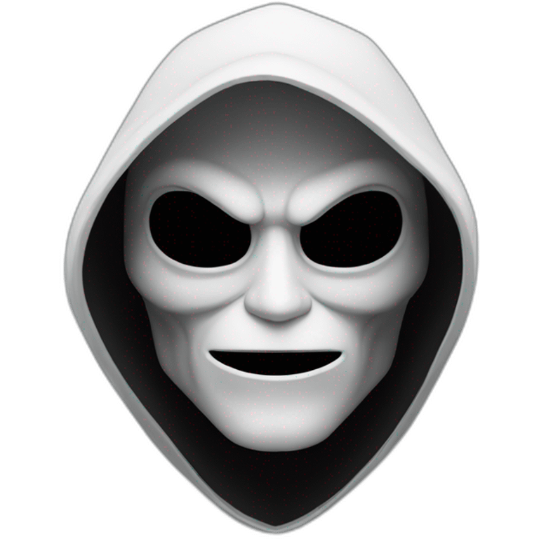 black cloaked hacker white imp head with money emoji emoji