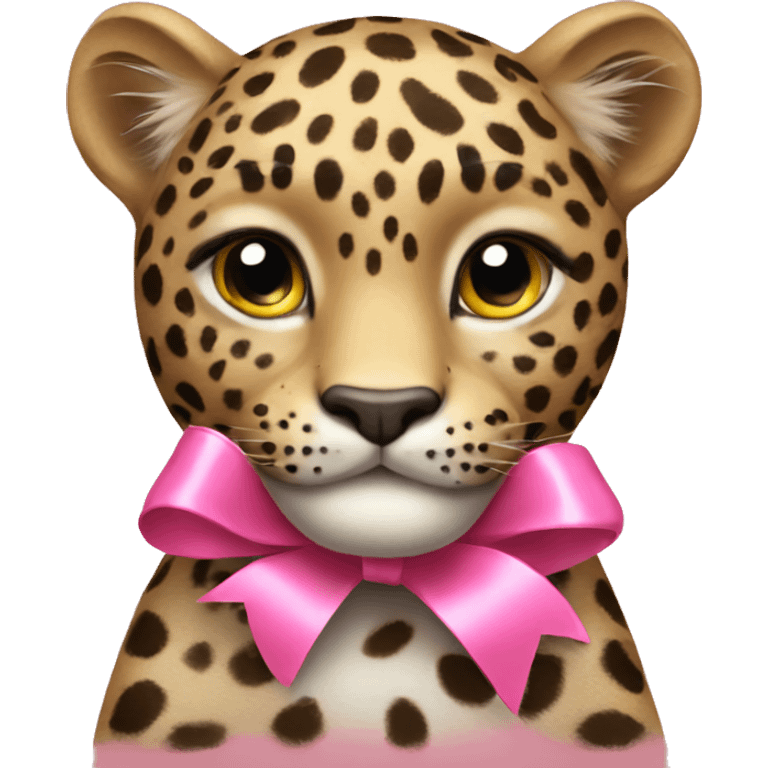 Leopard with a pink ribbon emoji