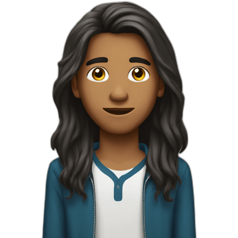 indian american teenager boy long hair emoji