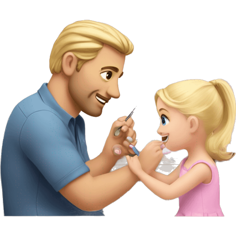 blonde babydaughter gives blonde dad a manicure emoji