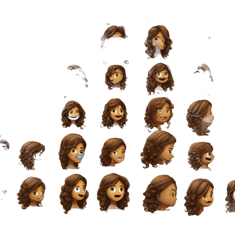 menina de cabelo no ombro castanho de      olho castanho escuro morena cabelo ondulado emoji