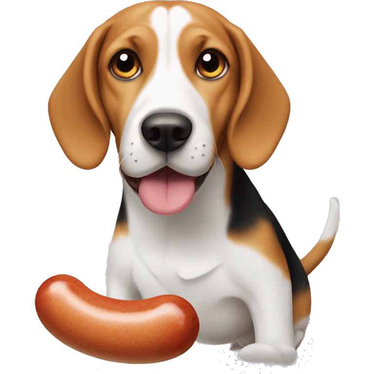 beagle with a sausage  emoji