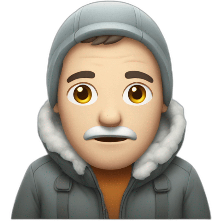 Man freezing with cold emoji