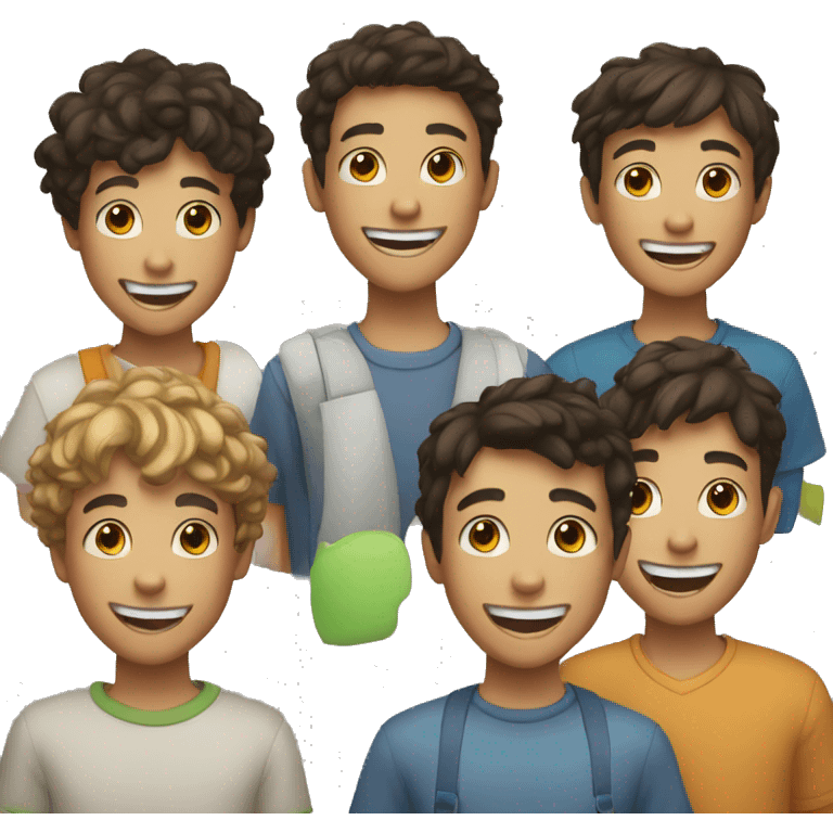 group of boys smiling. emoji