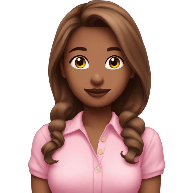 pretty girl with brown hair in pink shirt coquette aesthetic  emoji