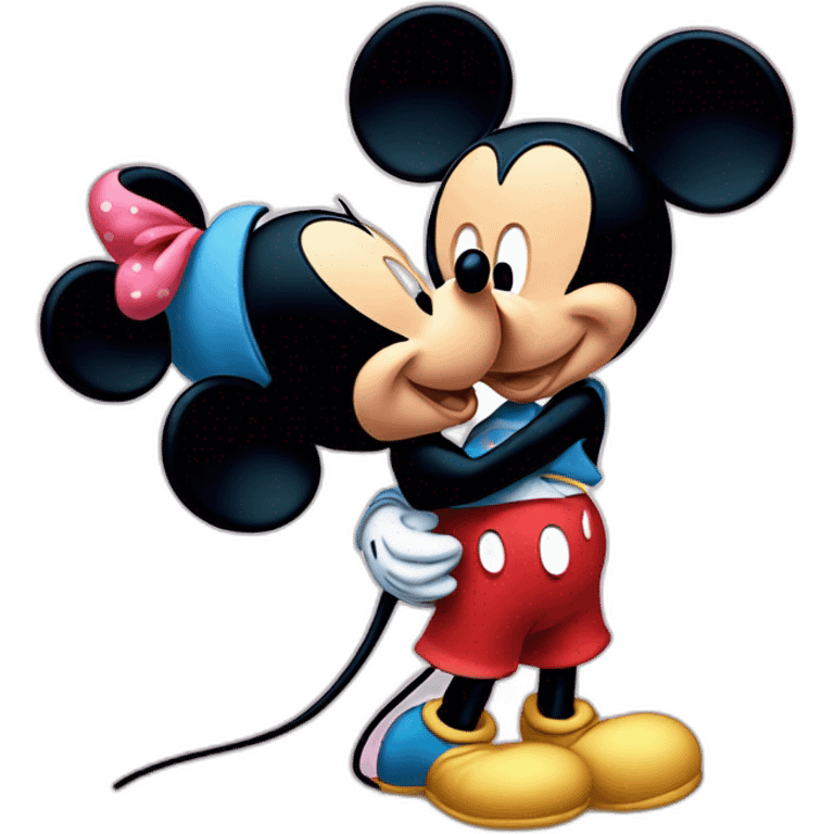 Mickey mouse kissing minnie emoji