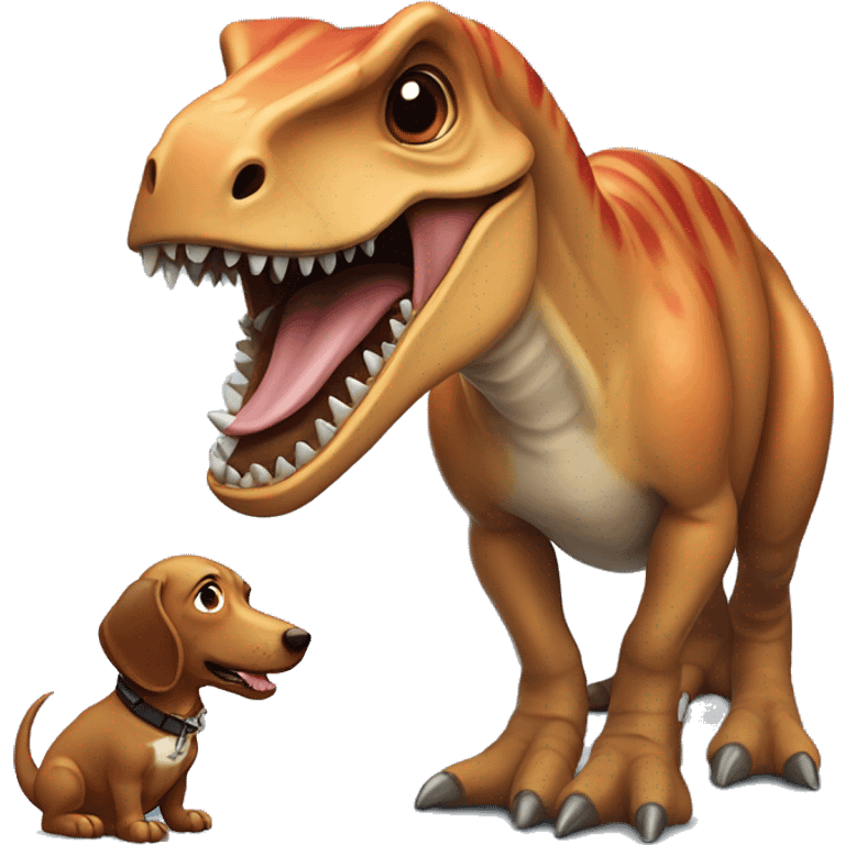 tyranosaurus rex with a dachshund emoji