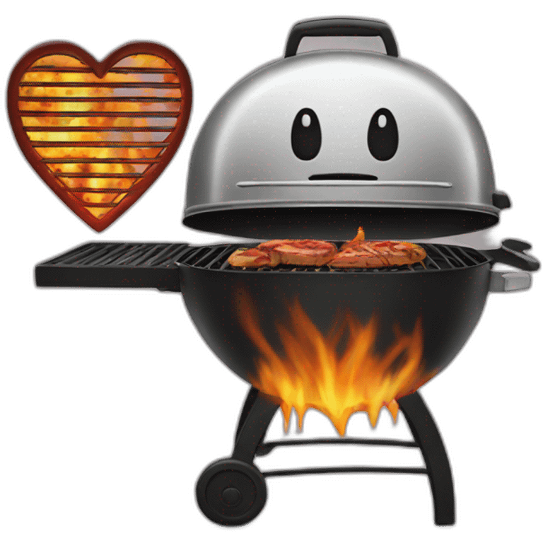 A heart behind a grill emoji