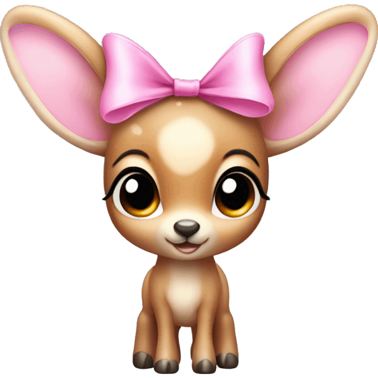 baby deer with fairy wings and a pink bow around its neck  emoji