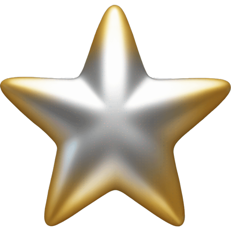 Create a silver star emoji identical to the classic gold star emoji (⭐️). It should match the same size, shape, and smooth shading, but in metallic silver. Keep the design simple and glossy, just like the original Apple star emoji. Rounded ends emoji