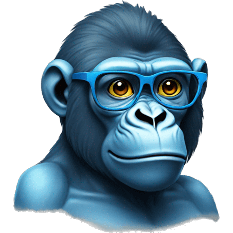 Blue gorilla with banana on her head and glasses and no legs  a emoji