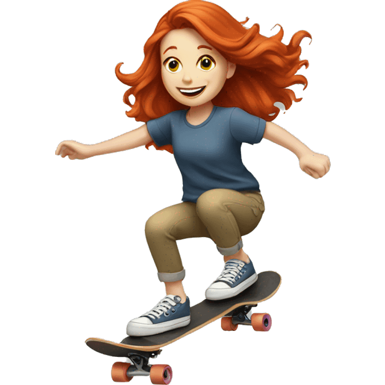 Redhead girl skateboarding  emoji