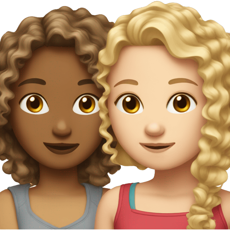 Best friends blonde girl and curly brunette girl emoji