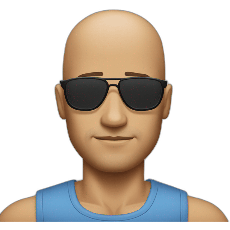 Bald muscular man with sunglasses emoji