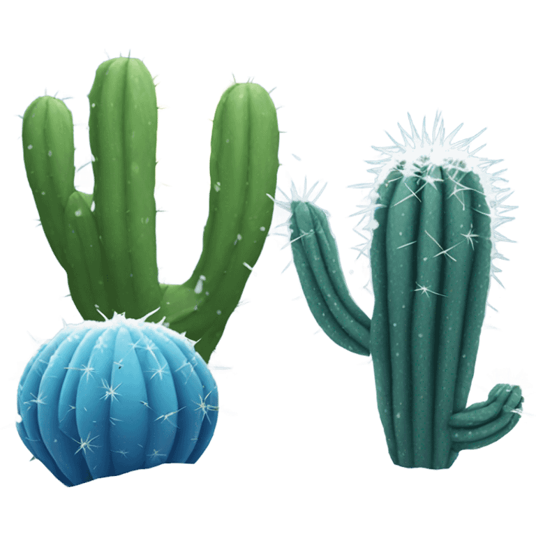 Blue cactuse with snow and a tarantula at the base emoji