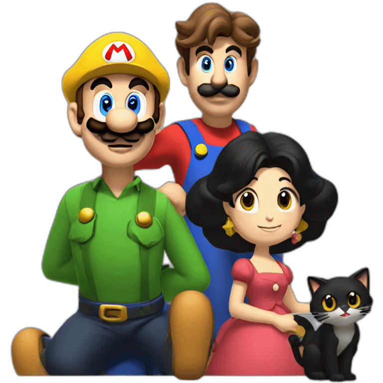 Mario with a Black cat and a sing with Gérard on it emoji