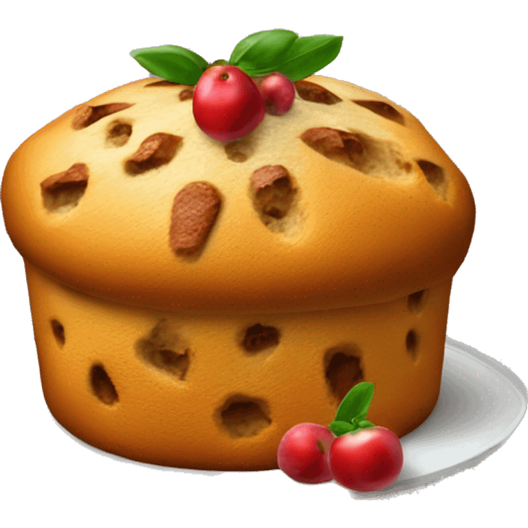 un panettone, tradicionalmente decorado con frutas confitadas y pasas. emoji