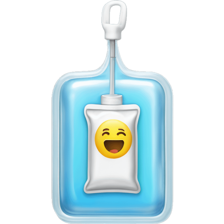 Rectangular transparent plastic iv bag filled with 500ml of fluid hanging on an iv pole in an intensive care unit  emoji