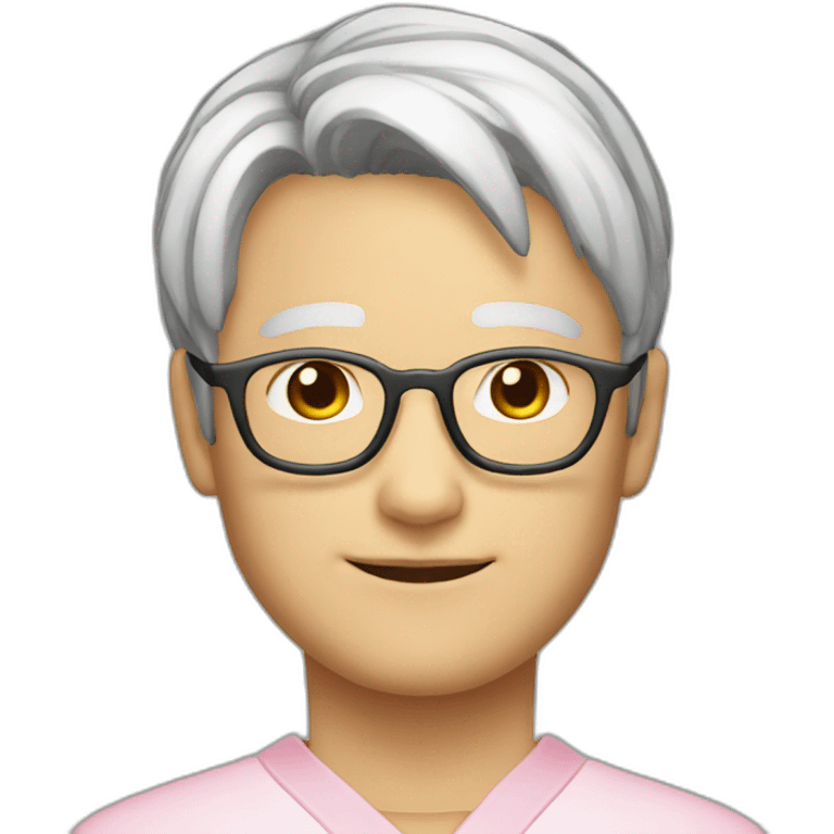 red-spectacle-pinkhair-middleage-man-japanese emoji